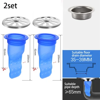 

2set Deodorant Silicone Core Sewer Pipe Seal Ring Bathroom Washing Machine Tool Prevent Drainage From Flowing Back Into The Room