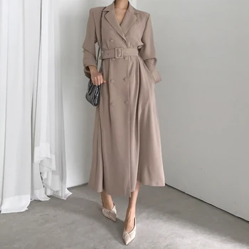 

Trench Coat Women coat Windbreaker Double Breasted Long Coat Blazer Style Ladies Coat Autumn Women Clothes
