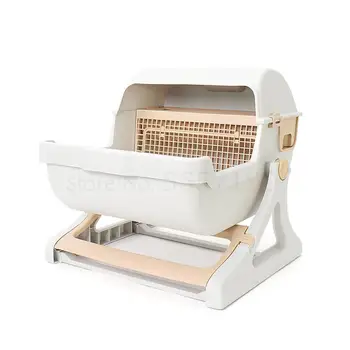 

Pet Supplies Factory Direct Sale Extra Large Semi-automatic Cat Toilet Pet Toilet Semi-closed Cat Litter Box