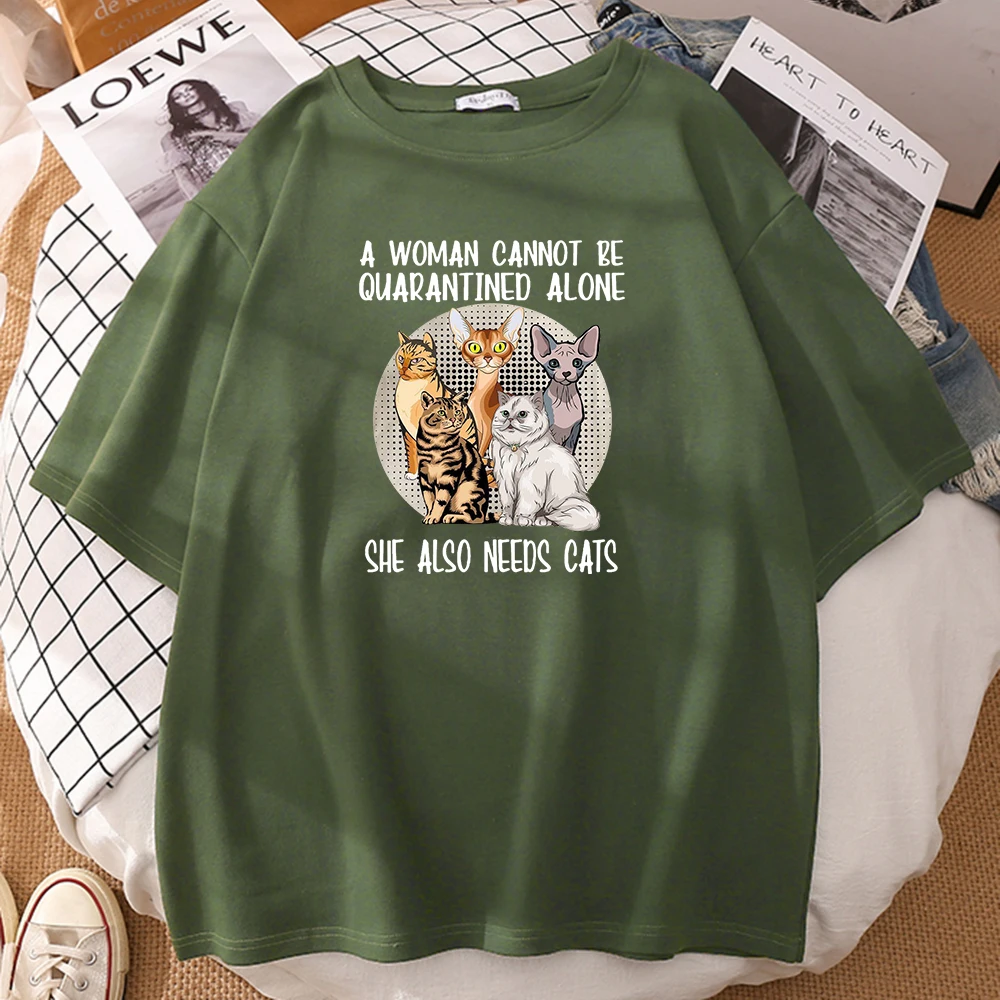 Cartoons Animals She Also Needs Cats Printed Mans T-shirt Fashion Summer Retro Quality Top Travering New Man Tshirts | Мужская одежда
