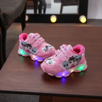 

kids Sports shoes for girls Children's LED sneakers Casual shoe bb girl cartoon baby toddler sneakers Pink red purple size 21-30