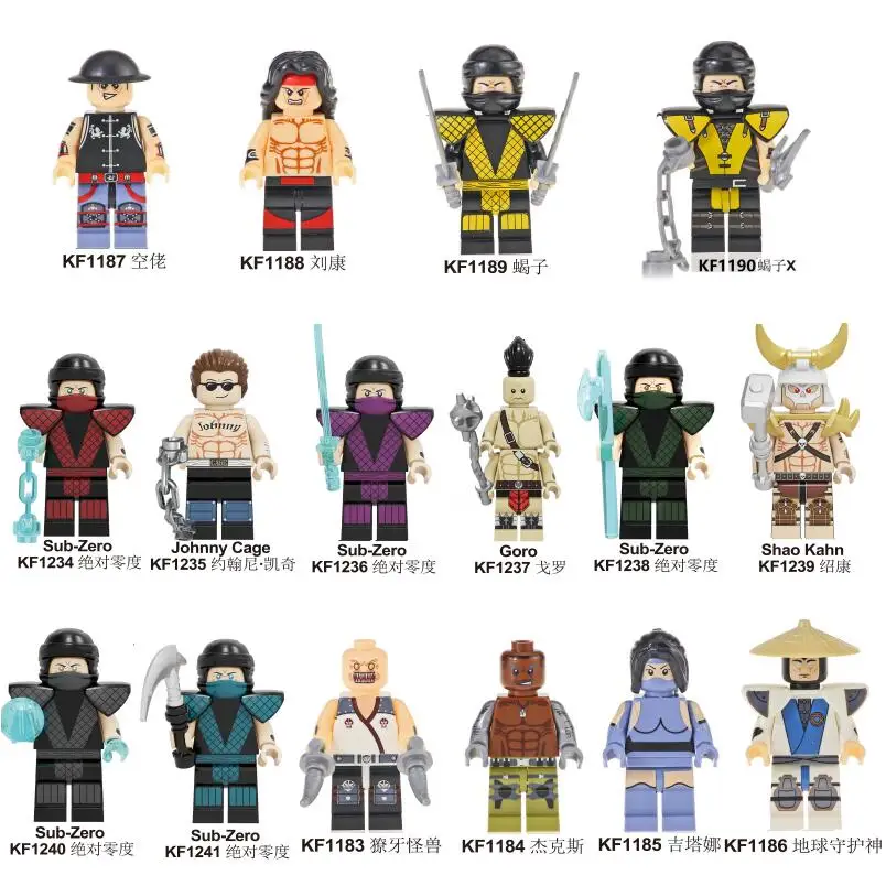 

KF6108 Mortal Kombat Building Blocks Mini Bricks Sub-zero Scorpion Johnny cage Goro Kitana Shao Kahn Figures Model Toys