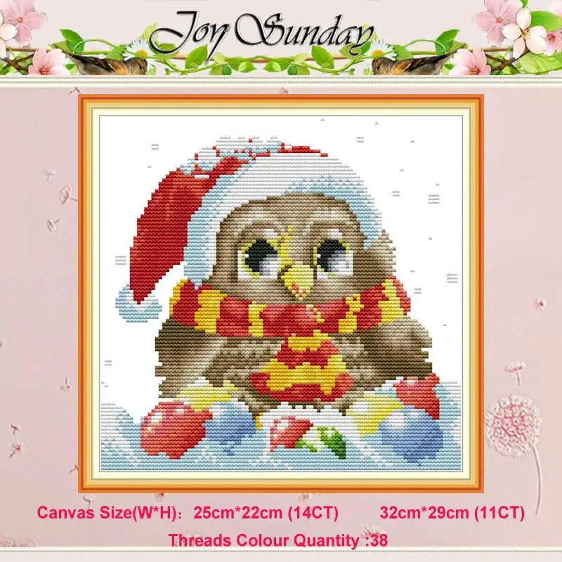 

Christmas owl animals counted 11CT 14CT Cross Stitch Set DIY DMC Chinese Cross-stitch Kit Embroidery Needlework Home Decor