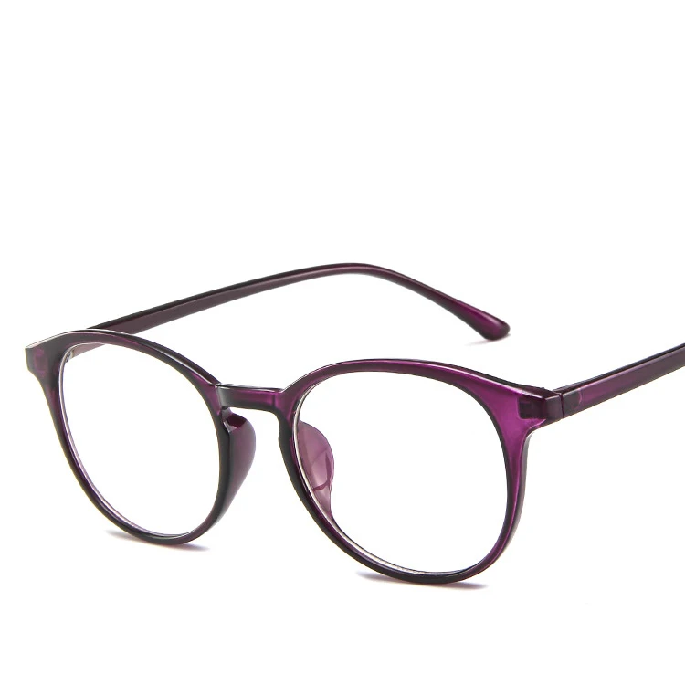 Purple Прозрачные синие, розовые, коричневые, фиолетовые очки, оправа для женщин и мужчин, винтажные Ретро Круглые очки, могут заполняться близорукостью по рецепту - Цвет оправы: Purple