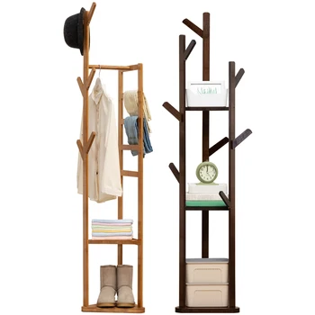 

Clothes rack solid wood bedroom floor hanging clothes rack cabinet clothes wrapping household simple modern