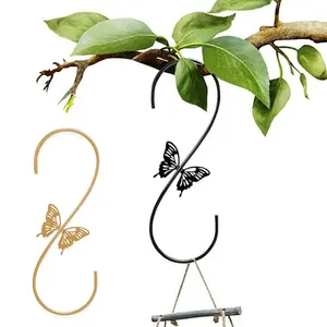 Image for 2 Pcs Butterfly Wrought Iron Hummingbird Feeding F 