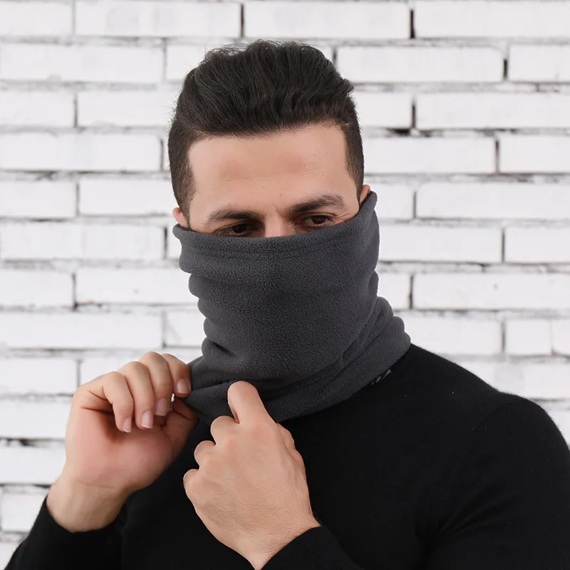 grey Зимняя женская вязаная шапка, маска, чулок, шоферы для мужчин, для улицы, лыжного туризма, полоскания, спортивные теплые шарфы, кольцо, Кепка для мужчин, подарок - Цвет: grey