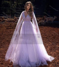 

Chenxiao Shiny Tulle Lilac Prom Party Dresses Watteau Train Formal Evening Gowns Deep V-Neck Pleats Bow Women Occasion Dress