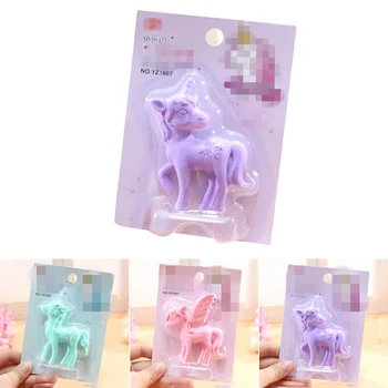 

1 Pc/Lot Kawaii Stationery Mini Animal Unicorn Horse Shapes Rubber Pencil Cute Eraser Drawing For Correction Kids Learning Tools