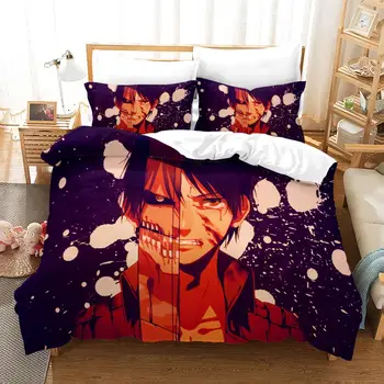 

Bedding Set 2/3 Piece Set Anime Attack On Titan Printing Bedding Set Microfiber Duvet Cover Set Comforter Cover Pillowcases