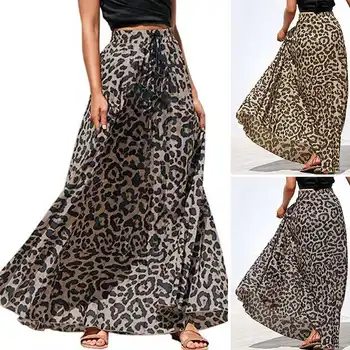 

ZANZEA 2020 Stylish Leopard Maxi Skirts Women's Summer Sundress Casual High Waist Skirt Printing Vestidos Female Robe Plus Size