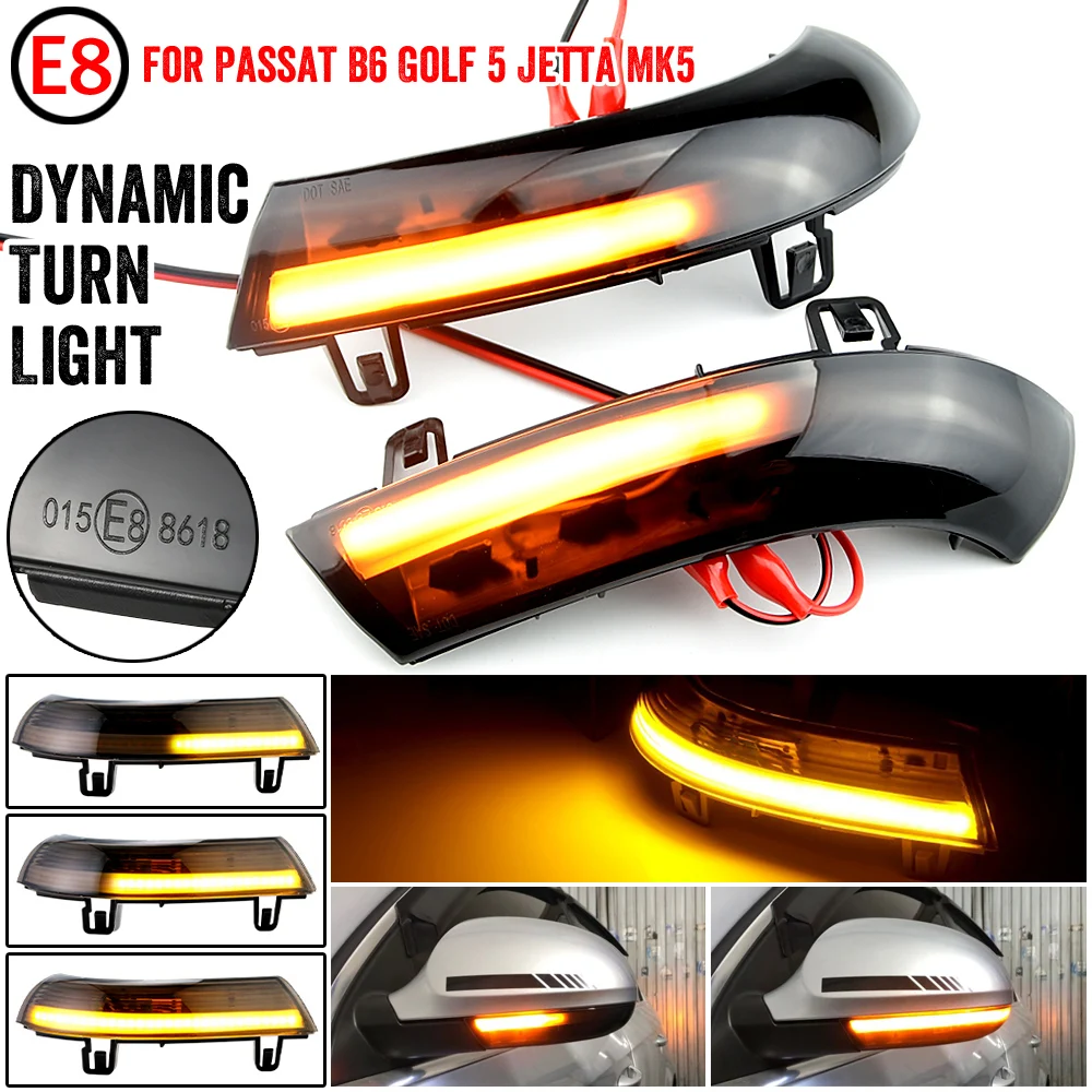 Water Blink Dynamic Flowing Side Mirror LED Turn Signal Light For VW Passat B5.5 B6 R36