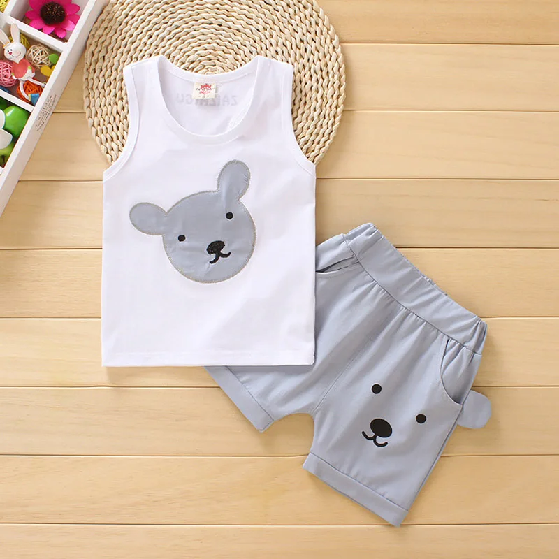 Style 3- Grey DIIMUU/Одежда для маленьких мальчиков; комплект летней одежды без рукавов; повседневный костюм для малышей; хлопковый жилет для мальчиков и девочек+ шорты; костюм; одежда для детей - Цвет: Style 3- Grey