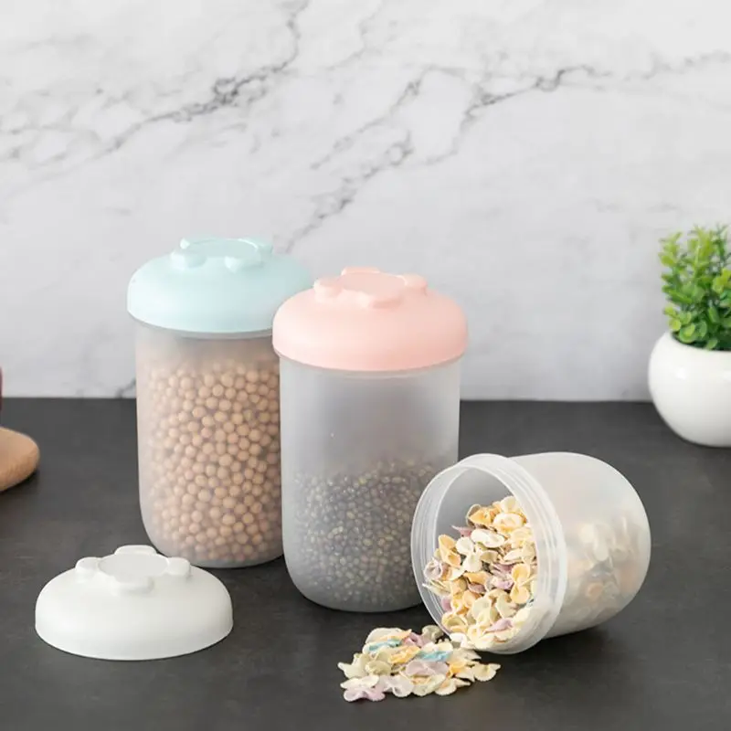 

400/800ml Plastic Household Kitchen Food Cereal Grain Bean Rice Storage Box Case Container Sealed Cans Jar
