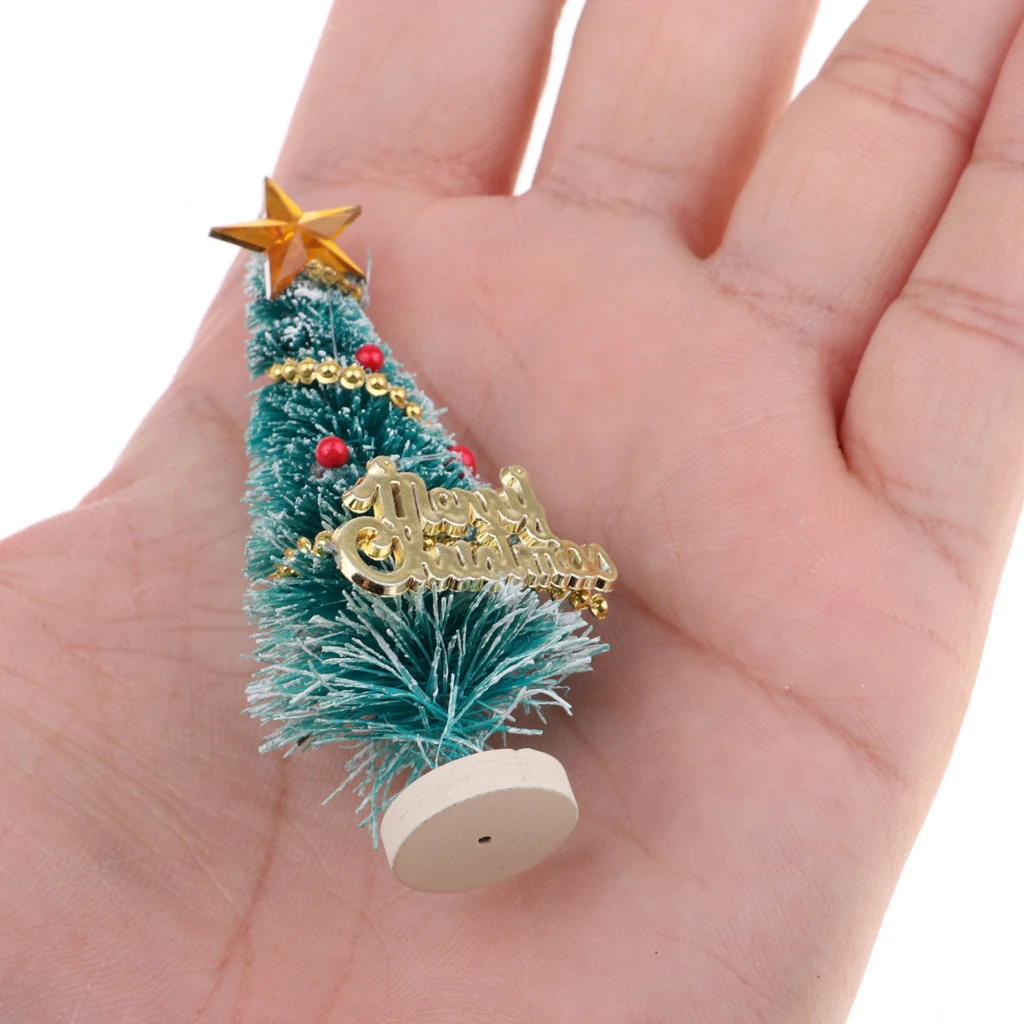 10 Pieces 6.5cm Christmas Tree Doll Toy Dollhouse Miniature Room Items Xmas Ornaments Accessories