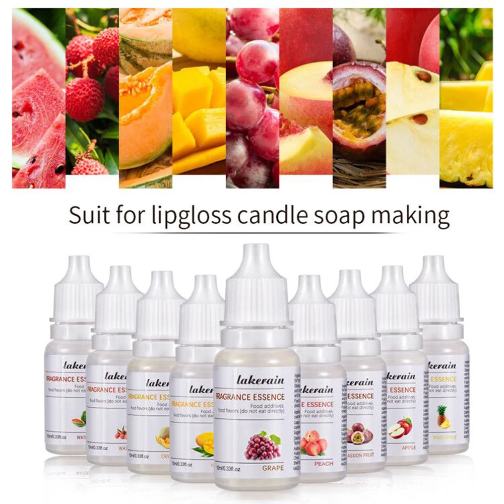 10ml Pure Fruit Fragrance Oil Diffuser Essential Oils Strawberry Mango Blueberry Coconut Flavoring Oil for Lipgloss Soap Making