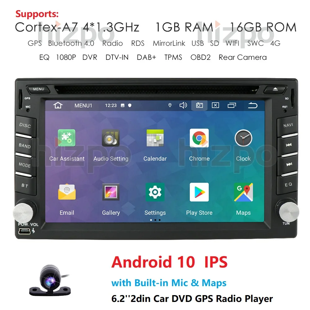 

Android 10.0 6.2" Car Stereo Radio Double DIN WIFI OBD GPS DVD Player Navigation For Universal Car Multimedia Player SWC 4G DAB+
