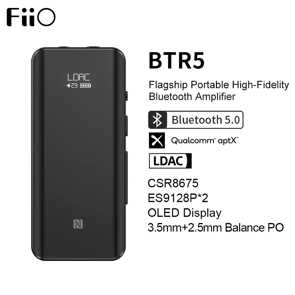 FiiO BTR5 портативный Bluetooth усилитель для наушников CSR8675 AptX HD LDAC USB DAC AAC iPhone iOS Android HiFi аудио декодер