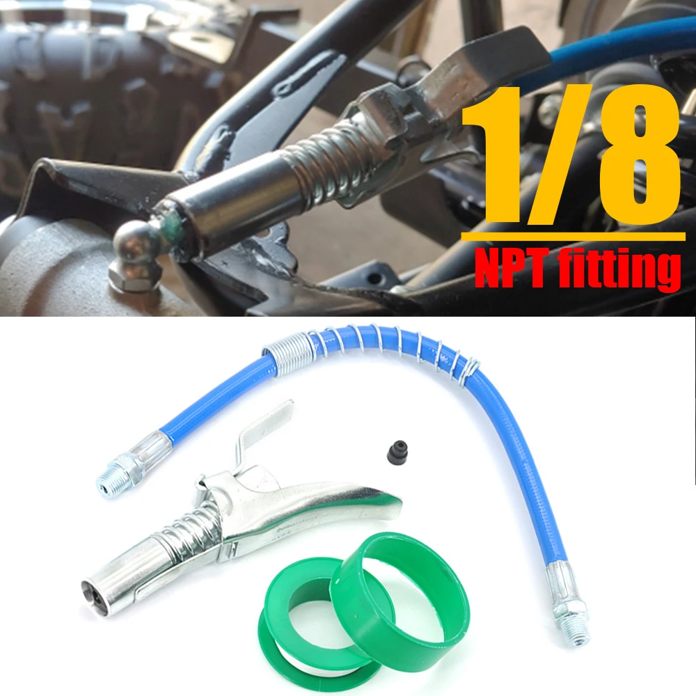 Grease Gun Adapter Hose Kit Gun Lock Coupler Nozzle Quick Release Lock