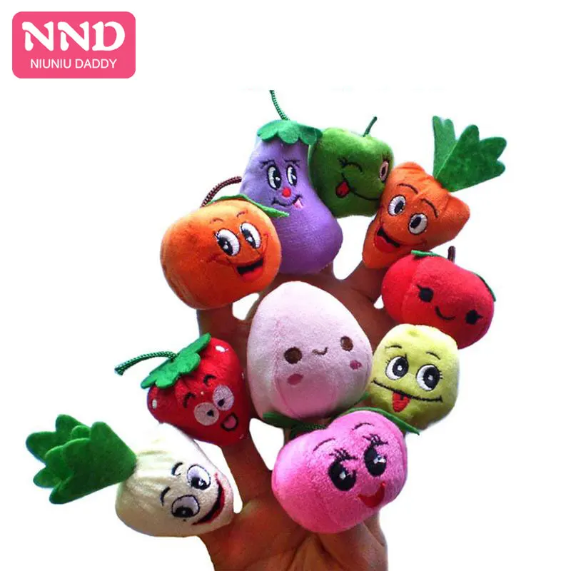 5 комплектов 10 шт./компл. фрукты и овощи пальчиковые куклы набор плюшевые игрушки пальцы