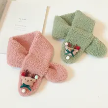 Корейский осенне-зимний однотонный Рождественский мягкий детский шарф с рисунком олененка для маленьких девочек и мальчиков