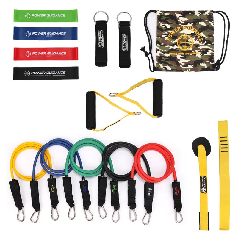 15in1HomeGymsWorkoutNatureLatexResistanceBandPullRopeSet