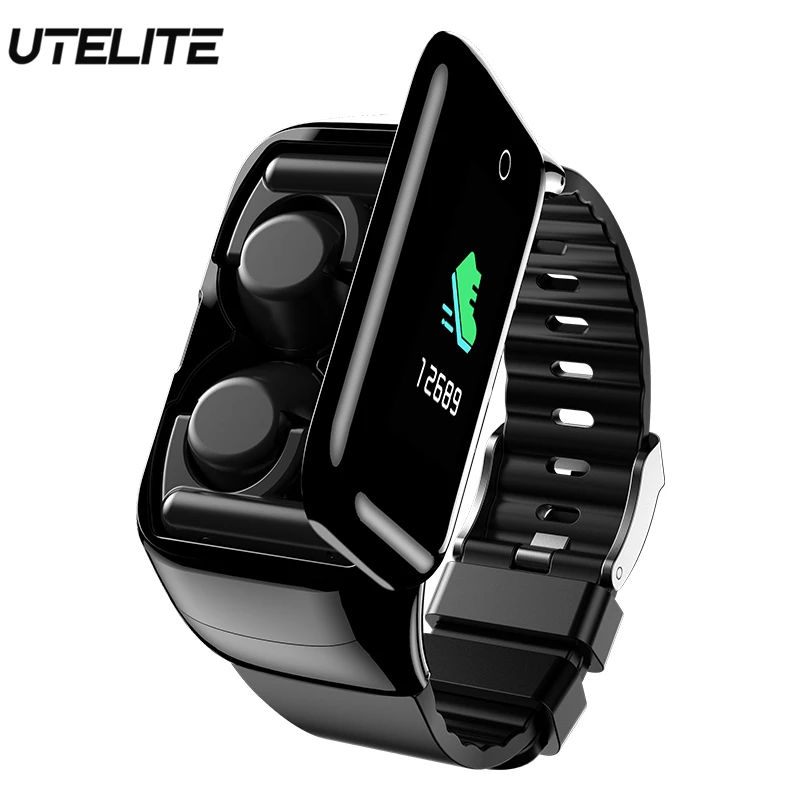 

UTELITE M7 Smart Band Men Women Heart Rate Tracker Smart Watch with Wireless Earphone Bracelet for iPhone Huawei Xiaomi Phones