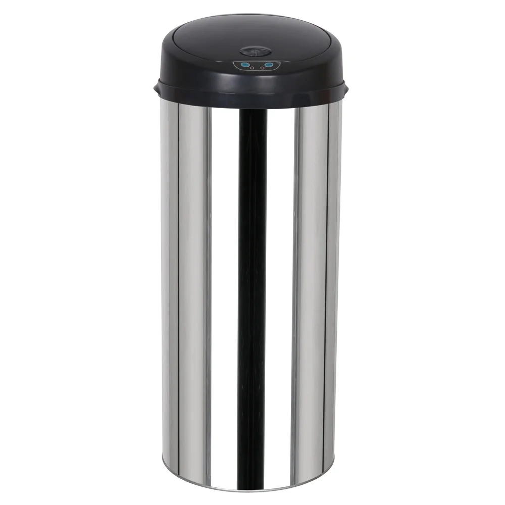 

50L Round Inductive Touchless Full-automatic Fingerprint-resistant Garbage Trash Can Silver US warehouse Available