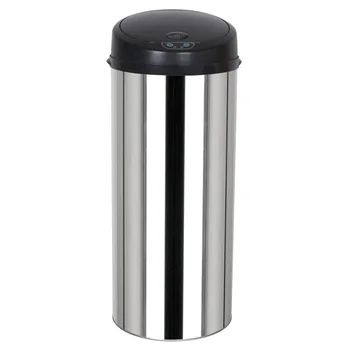 

50L Round Inductive Touchless Full-automatic Fingerprint-resistant Garbage Trash Can Silver US warehouse Available