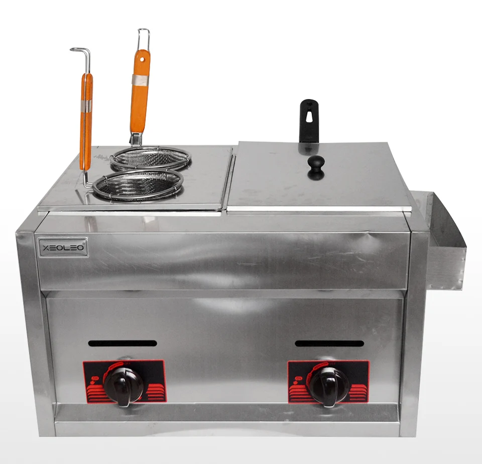 XEOLEO Коммерческая газовая фритюрница, плита для лапши, комбинированная печь два в одном, пряный горшок, ароматная закуска, Кухонная машина