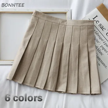 

Skirts Women Pleated High Waist Zipper Mini Casual Korean Style Harajuku Solid Simple Chic Trendy Leisure Womens Streetwear Soft