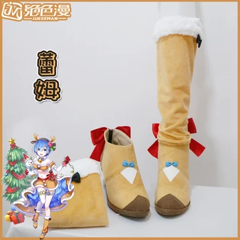 

Shoes Re:Life In A Different World From Zero Rem/Ram Cosplay White Cat Project Linkage Christmas Boots Role Play Accessories