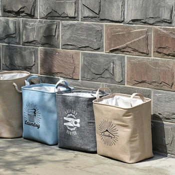 

Square Packing Box Large Capacity Dirty Clothes Basket Grey Imitation Hemp Face EVA Dark / Sky Blue / Apricot Laundry Basket 1pc