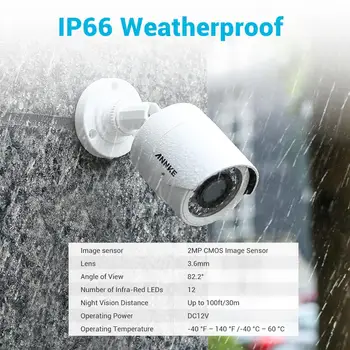 ANNKE 1080P HD-TVI Security Camera Kit 4PCS 2MP Bullet Outdoor Weatherproof Housing 66ft Super Night Vision Smart IR CCTV Camera 6