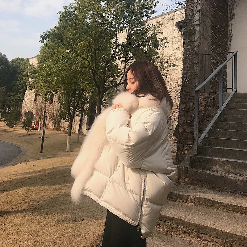 Новинка женская зимняя верхняя одежда с воротником из тяжелых волос Свободная