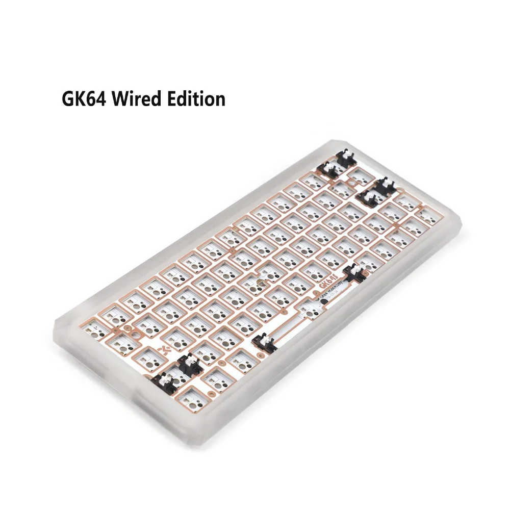 GK64 GK64S пластиковый алюминиевый ПК Комплект клавиатуры с ЧПУ чехол Bluetooth Проводная пластина pcb