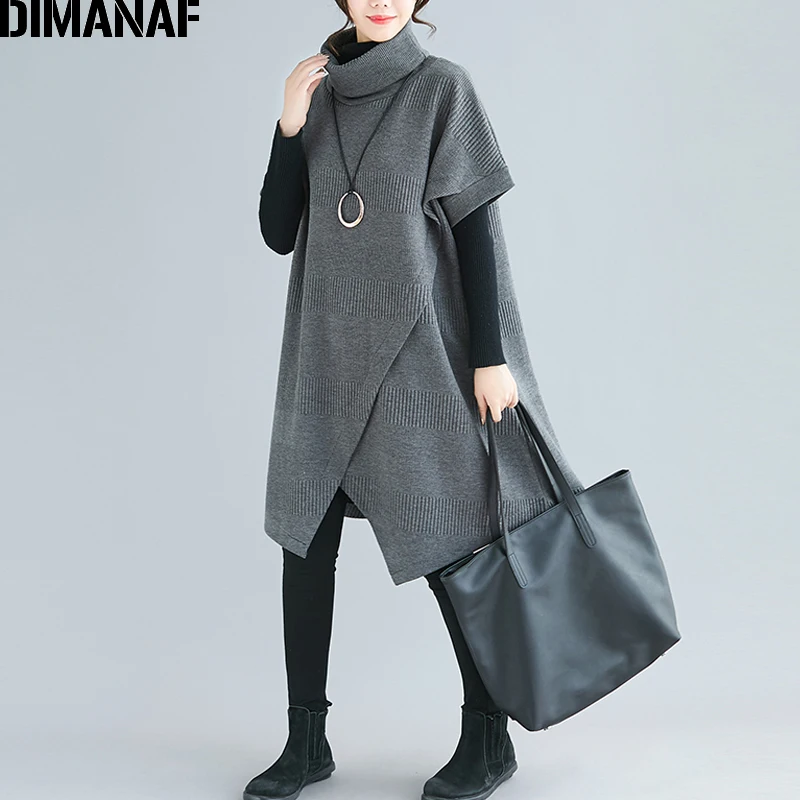 DIMANAF, более размера, зима-осень, женские пуловеры, свитшоты, хлопок, Утолщенные, размера плюс, водолазка, женские топы, свободные, рукав летучая мышь
