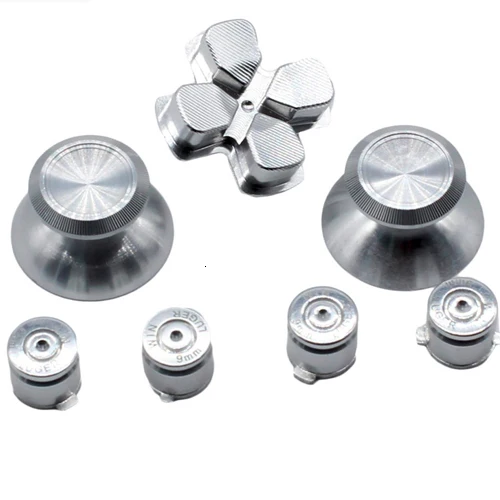 7buttonssilver ZOMTOP золотые пользовательские металлические джойстики аналоговый контроллер пули кнопки хром D-pad для sony PS4 контроллеры - Цвет: 7buttonssilver