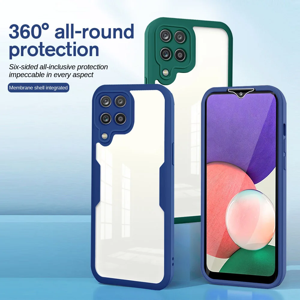 360 Full Body Double Side Screen Protector Case For Samsung Galaxy A22 Shockproof Phone Cover on for samsung samsun a 22 22a 5g kawaii phone case samsung Cases For Samsung