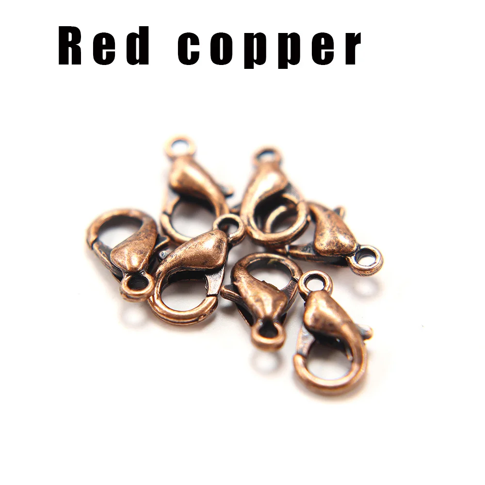 Red copper 50 шт. 10/12/14/16 мм 8 цвет золото карабины "сделай сам" для изготовления ювелирных изделий, Цепочки и ожерелья застежка Разъем браслет пряжка-Омар поиска - Цвет: Red copper
