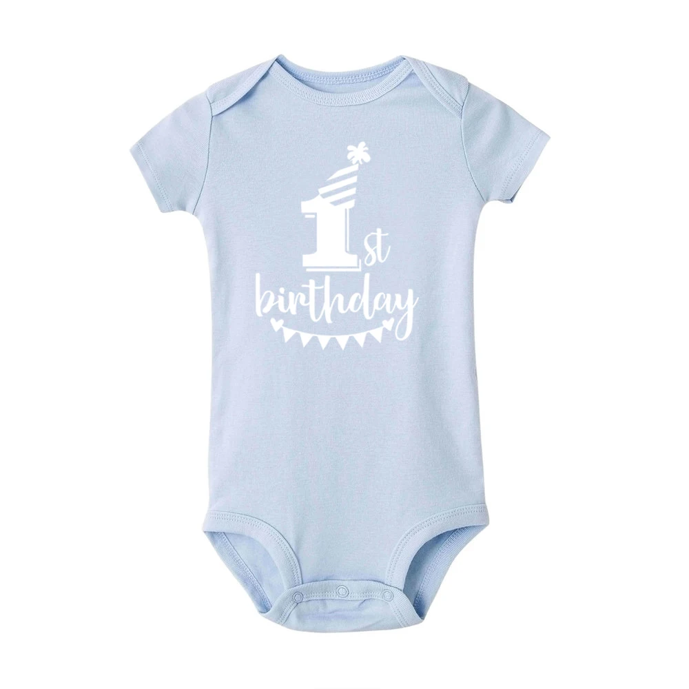 My 1st Birthday Newborn Baby Summer Romper Infant Body Toddler Short Sleeve Jumpsuit Baby Birthday Party Outfit Boy Girl Clothes 5