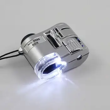 

Portable Mini 60X Microscope Microscope Jewelry Magnifier Multifunctional With UV Light Pocket Magnifying Glass Newest