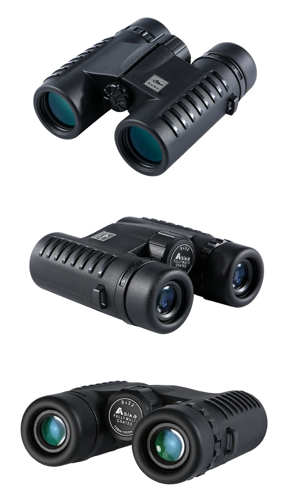 Подлинная asika 8X32 бинокль телескопы профессиональное Оптическое стекло Bak4 призма Высокая Мощность широкий угол HD компактный телефон камера клип