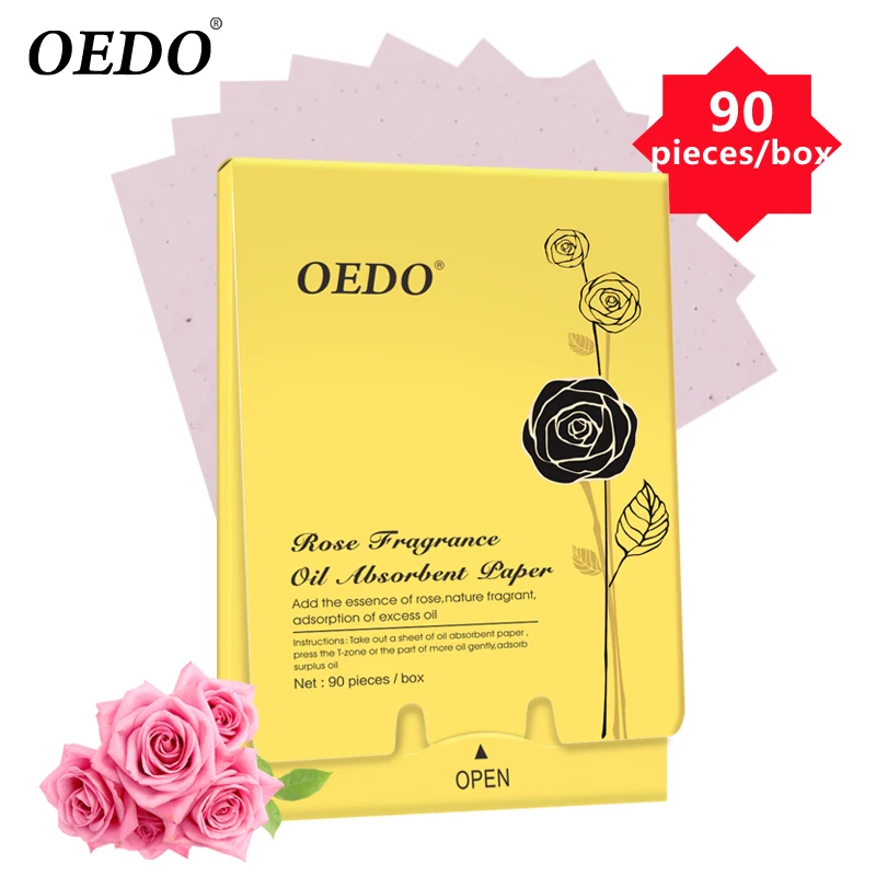 90pcs/box Rose Fragrance Oil Absorbent Paper Face Care Oil Absorbing Sheets Skin Care Control Whitening Make Up Beauty