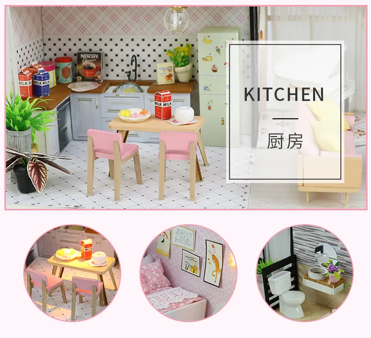 Hoomeda-diy DIY хижина Анна розовая Мелодия творческий DIY ручной работы собранная вилла модель Кин Санг день подарок