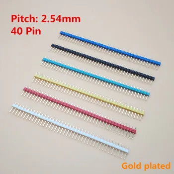 

100PCS Gold plated Single Row Pin Header 1*40P 40P 2.54mm Male Strip Pin Connectors for PCB board
