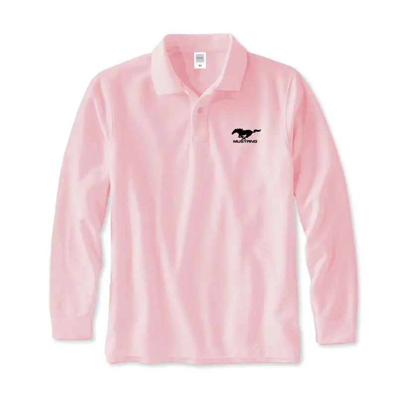MUSTANG Racing Car100% Cotton Polo Shirts Men& Women Unisex Short Sleeve Homme Business& Casual Man Polos Casual HY8J6 - Цвет: Long Pink