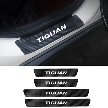 

4pcs PU Leather Car Door Sill Scuff Plate Guards Protector Stickers For Volkswagen VW Tiguan MK2 Allspace 2016-2020 Accessories