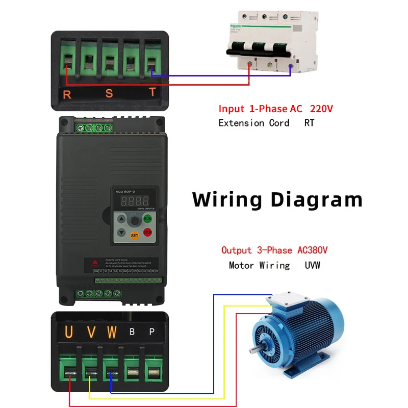 QD350 1P 220V вход 3P 380V Выход VFD инвертор 0 75 кВт 1HP преобразователь частоты привод