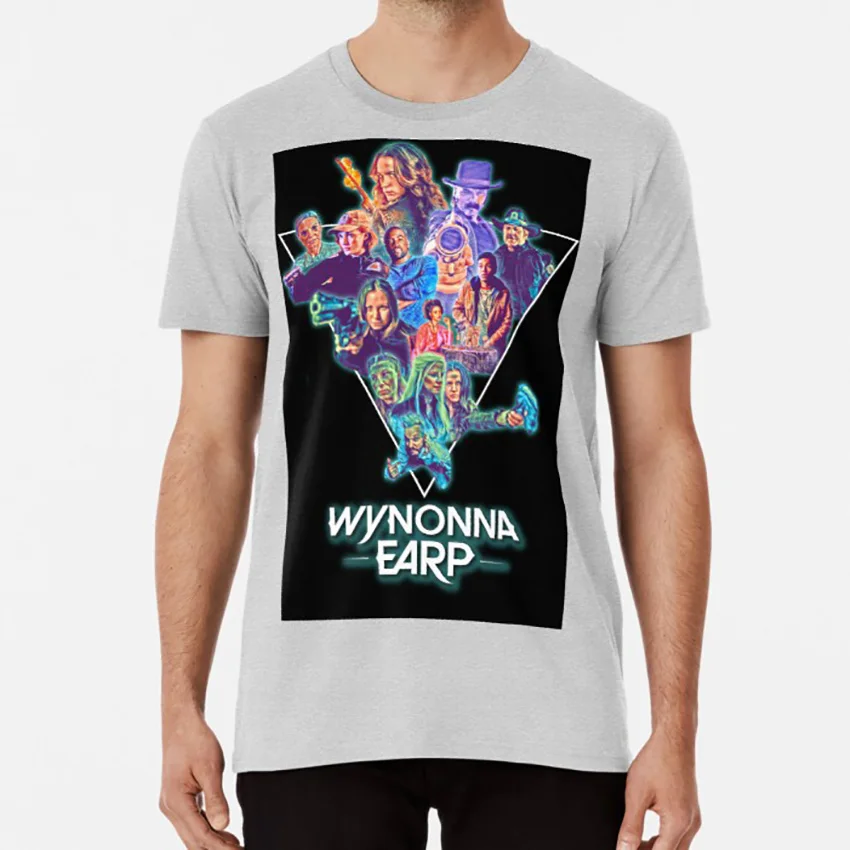 Wynonna Earp 80's тема коллаж футболка wynonna earp wayhaught wynonna doc holliday waverly earp nicole haught - Цвет: Серый